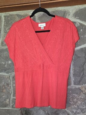 Coldwater Creek Coral V-Neck Knit Top